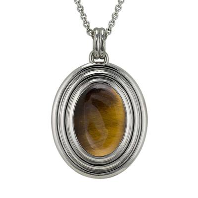 Tiger Eye Ribbed Cremation Pendant